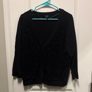 Apt. 9 Black Lace-Front V-Neck Cardigan